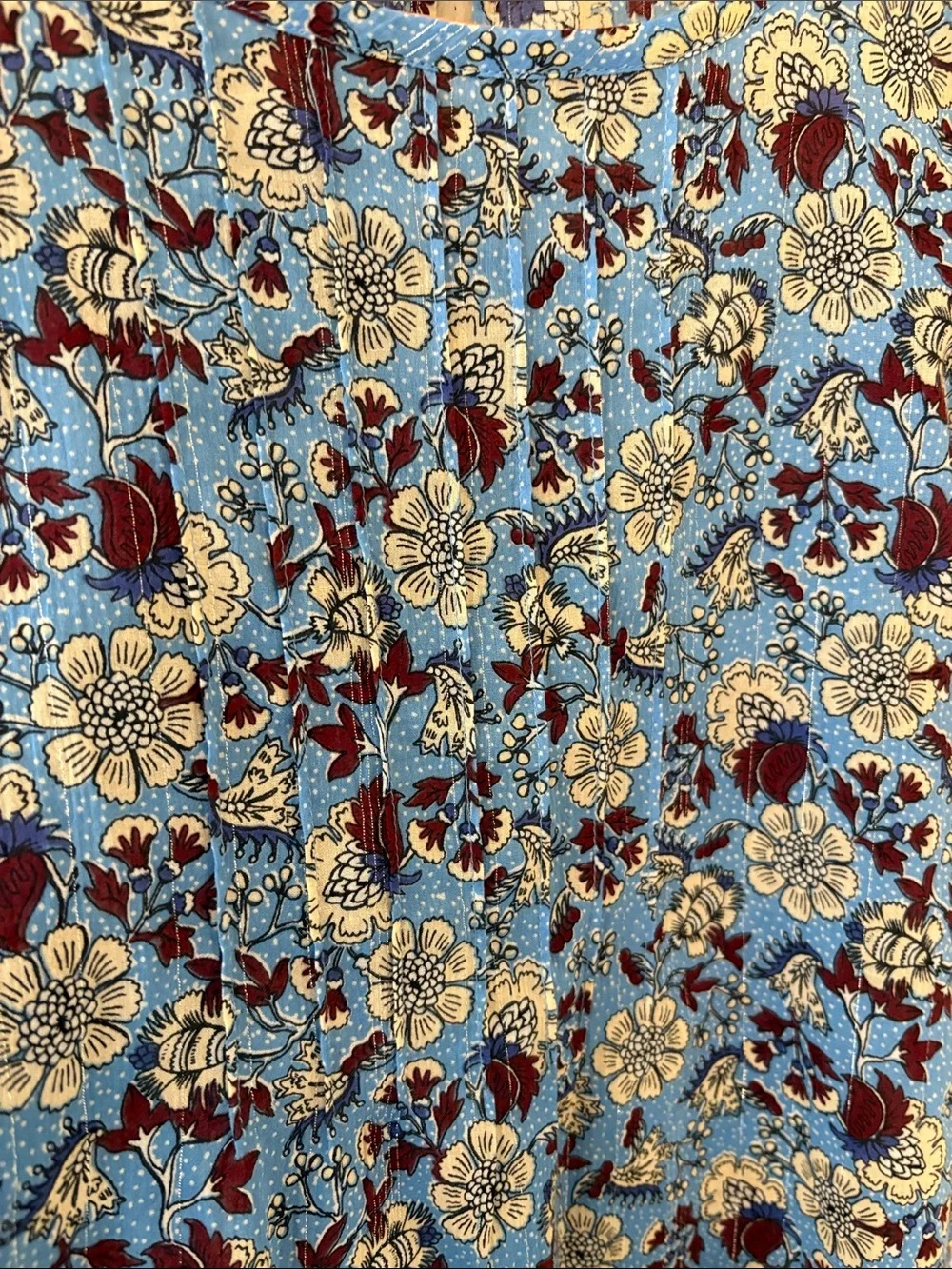 LOFT Blue Floral Puff-Sleeve Women's Top XXSP